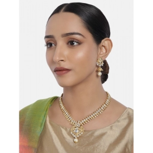 Generic Women's Rose Gold Plated Alloy Necklace & Earings Set (White)