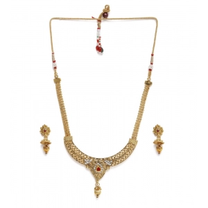 Generic Women's Rose Gold Plated Alloy Necklace & Earings Set (Gold)