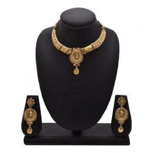 Generic Women's Rose Gold Plated Alloy Necklace & Earings Set (Gold)