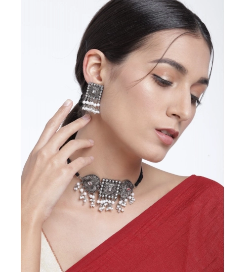 Women's Rose Gold Plated Alloy Necklace & Earings Set (Silver) Women's Rose Gold Plated Alloy Necklace & Earings Set (Silver)