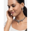 Women's Rose Gold Plated Alloy Necklace &amp; Earings Set (Silver)
