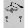 Women's Rose Gold Plated Alloy Necklace &amp; Earings Set (Silver)