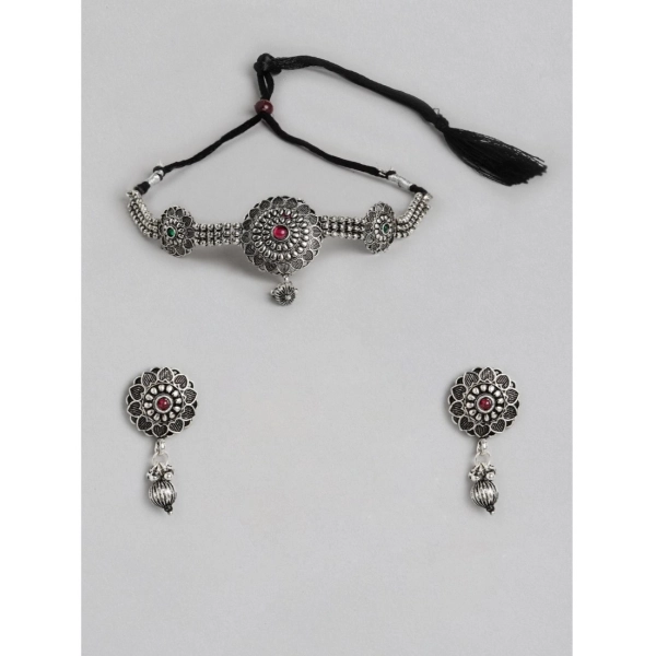 Dropship Women's Rose Gold Plated Alloy Necklace &amp; Earings Set (Silver)