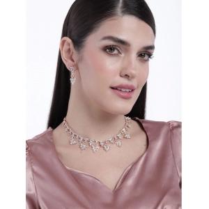 Generic Women's Rose Gold Plated Brass Necklace & Earings Set (Gold)