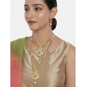 Generic Women's Rose Gold Plated Alloy Necklace & Earings Set (Gold)