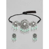 Dropship Women's Rose Gold Plated Alloy Necklace &amp; Earings Set (Light Green)