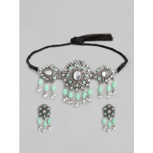 Dropship Women's Rose Gold Plated Alloy Necklace &amp; Earings Set (Light Green)