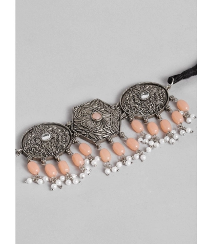 Women's Rose Gold Plated Alloy Necklace &amp; Earings Set (Orange)