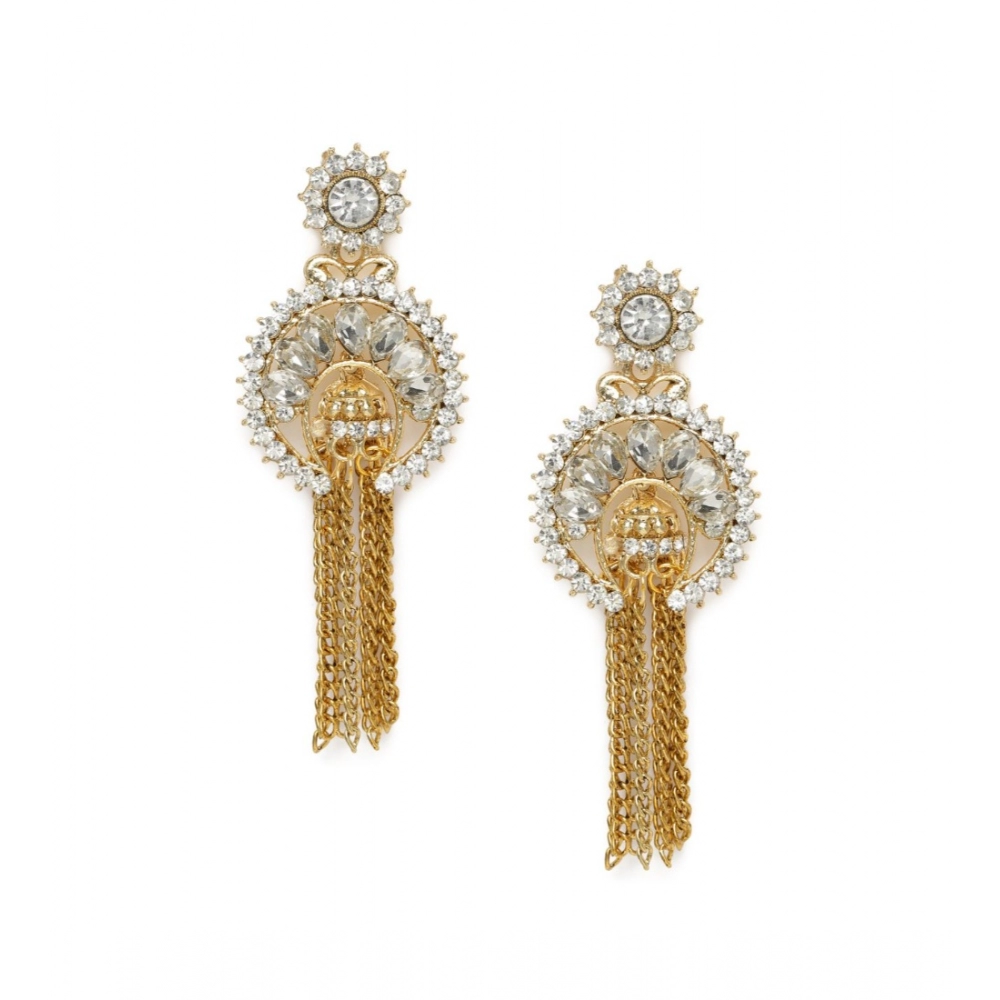 Generic Women's Rose Gold Plated Alloy Earrings (White)