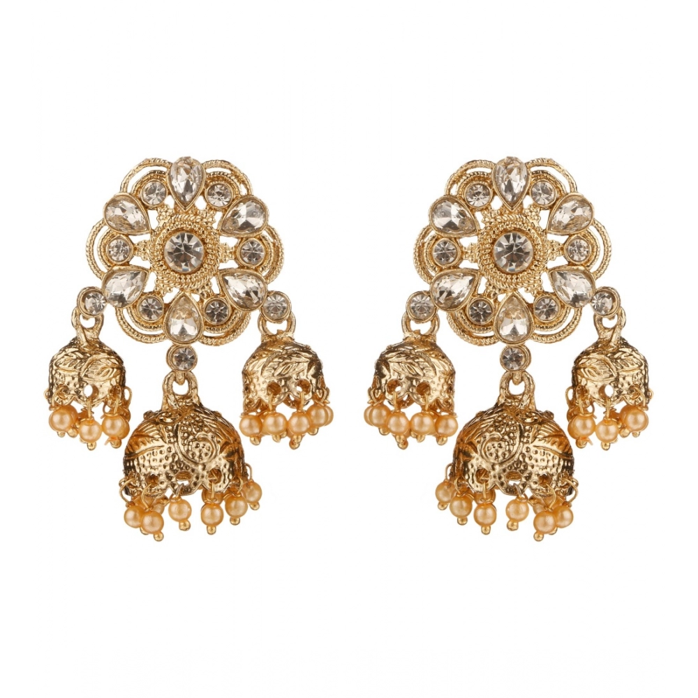 Generic Women's Rose Gold Plated Alloy Earrings (White)