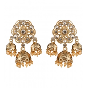 Generic Women's Rose Gold Plated Alloy Earrings (White)