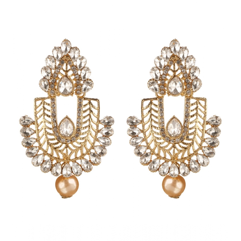 Generic Women's Rose Gold Plated Alloy Earrings (White)