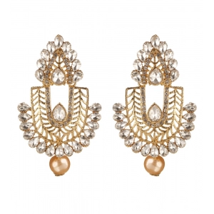 Generic Women's Rose Gold Plated Alloy Earrings (White)