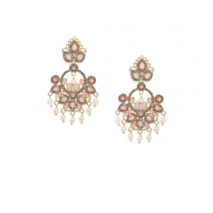 Generic Women's Rose Gold Plated Alloy Earrings (Gold & Pink)