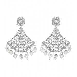 Generic Women's Rose Gold Plated Alloy Earrings (White)