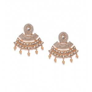 Generic Women's Rose Gold Plated Alloy Earrings (White)