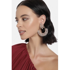 Generic Women's Rose Gold Plated Alloy Earrings (White)