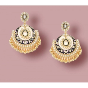 Generic Women's Rose Gold Plated Alloy Earrings (White)
