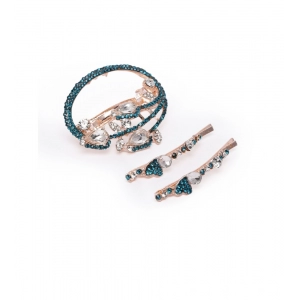Generic Women's Rose Gold Plated Alloy Hair Pin Set (Green)