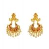 Dropship Women's Rose Gold Plated Alloy Kundan Earrings &amp; Mangtikka (Maroon)