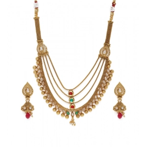 Generic Women's Rose Gold Plated Alloy Necklace & Earings Set (Multicolor)