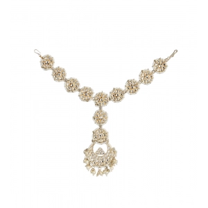 Generic Women's Rose Gold Plated Alloy Matha Patti (White)