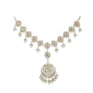 Generic Women's Rose Gold Plated Alloy Matha Patti (White)