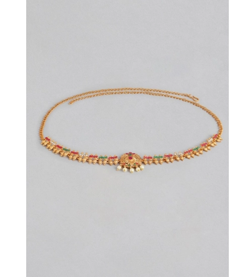 Women's Rose Gold Plated Alloy Hip Belt Kamarband (Red & Green) Women's Rose Gold Plated Alloy Hip Belt Kamarband (Red & Green)