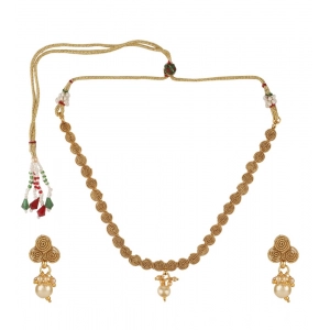 Generic Women's Rose Gold Plated Alloy Necklace & Earings Set (Gold)