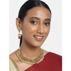 Generic Women's Rose Gold Plated Alloy Necklace & Earings Set (Multicolor)