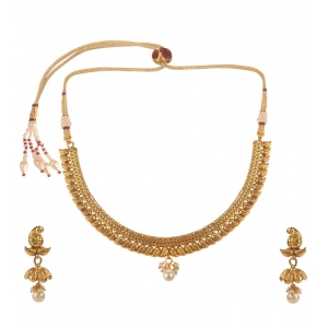 Generic Women's Rose Gold Plated Alloy Necklace & Earings Set (Gold)