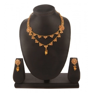 Generic Women's Rose Gold Plated Alloy Necklace & Earings Set (White)