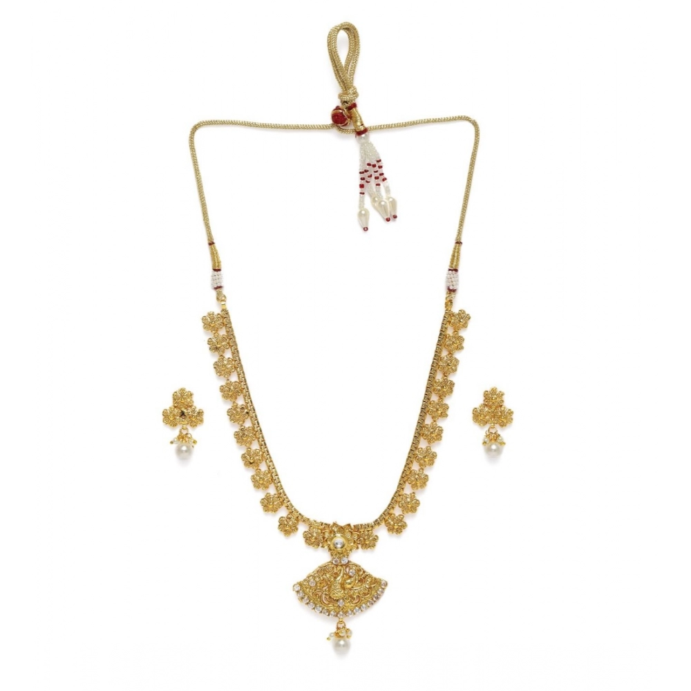 Generic Women's Rose Gold Plated Alloy Necklace & Earings Set (Gold)