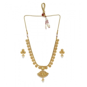 Generic Women's Rose Gold Plated Alloy Necklace & Earings Set (Gold)