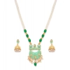 Dropship Women's Rose Gold Plated Alloy Necklace &amp; Earings Set (Green)