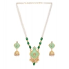 Dropship Women's Rose Gold Plated Alloy Necklace &amp; Earings Set (Green)