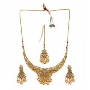 Generic Women's Rose Gold Plated Alloy Necklace & Earings Set (Gold)