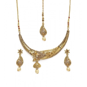 Generic Women's Rose Gold Plated Alloy Necklace & Earings Set (Gold)