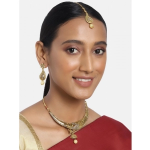 Generic Women's Rose Gold Plated Alloy Necklace & Earings Set (Gold)