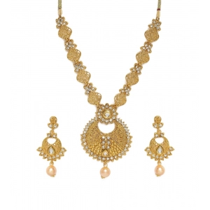 Generic Women's Rose Gold Plated Alloy Necklace & Earings Set (Gold)