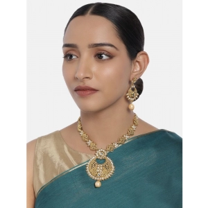Generic Women's Rose Gold Plated Alloy Necklace & Earings Set (Gold)