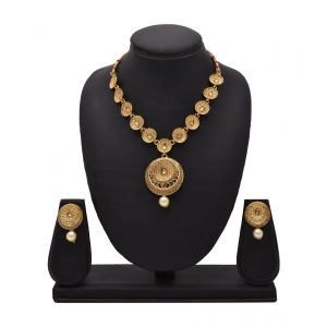 Generic Women's Rose Gold Plated Alloy Necklace & Earings Set (Gold)