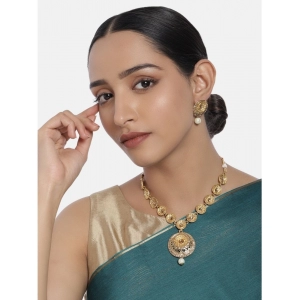 Generic Women's Rose Gold Plated Alloy Necklace & Earings Set (Gold)
