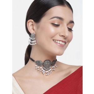 Generic Women's Rose Gold Plated Alloy Necklace & Earings Set (Silver)