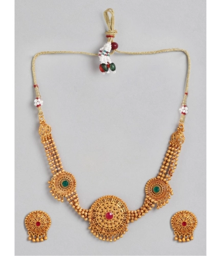 Women's Rose Gold Plated Alloy Necklace &amp; Earings Set (Multicolor)