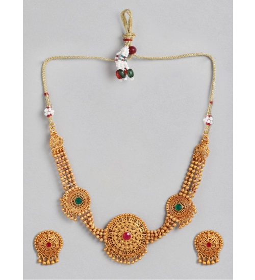 Women's Rose Gold Plated Alloy Necklace & Earings Set (Multicolor)