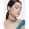 Dropship Women's Rose Gold Plated Alloy Necklace &amp; Earings Set (Light Green)