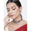 Dropship Women's Rose Gold Plated Alloy Necklace &amp; Earings Set (Silver &amp; White)