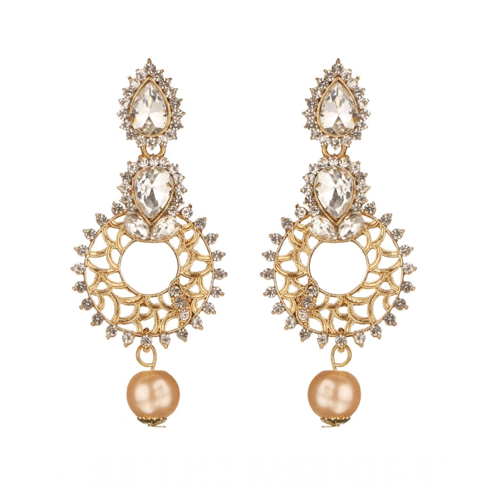 Generic Women's Rose Gold Plated Alloy Earrings (White)
