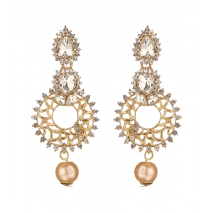Generic Women's Rose Gold Plated Alloy Earrings (White)